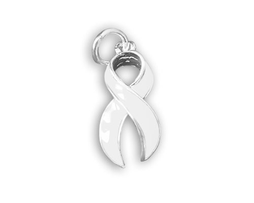 Fundraising For A Cause   Large White Ribbon Awareness Charm  White Ribbon   Shaped Charm for Bone Cancer  Lung Cancer  Adoption  Scoliosis  Blindness   Jewelry Making  1 Charm   Retail