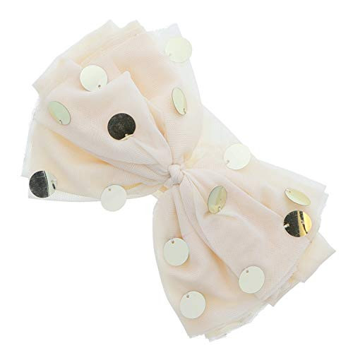 Beautiful Silky Knot Bow With Shiny Circles Baby Headbands Ivory