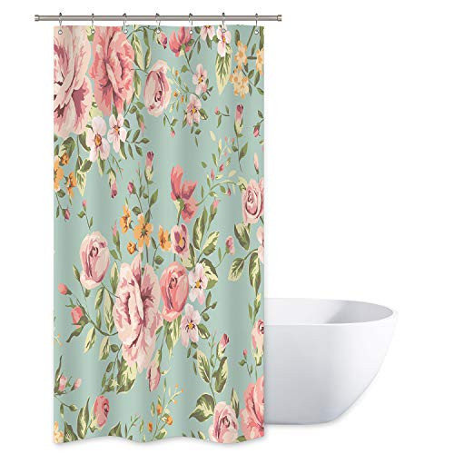 Riyidecor Pink Flower Shower Curtain Floral Blooming Girly Green 36x72 Inch Leaves Rustic Colourful Extra Small Retro Woman Rose Waterproof Fabric Bathroom Home Decor 12 Pack Plastic Shower Hooks Riyidecor Pink Flower Shower Curtain Floral Blooming Girly Green 36x72 Inch Leaves Rustic Colourful Extra Small Retro Woman Rose Waterproof Fabric Bathroom Home Decor 12 Pack Plastic Shower Hooks