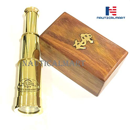 6 Handheld Brass Telescope with Wooden Box Pirate Navigation Victorian Marine Telescope Brass 6 Handheld Brass Telescope with Wooden Box Pirate Navigation Victorian Marine Telescope Brass