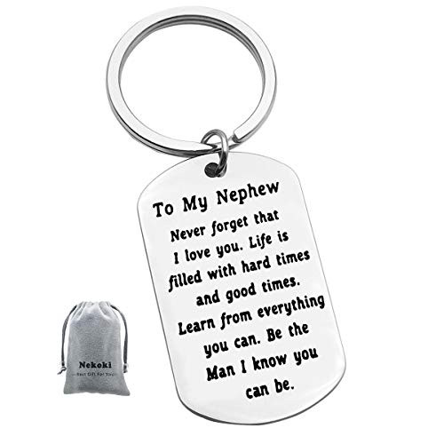To My Nephew Keychain Gift Inspirational Nephew Gifts from Aunt Uncle Never Forget That I Love You Keychain Encouragement Jewelry Gifts for Nephew Birthday Christmas Gift to Nephew