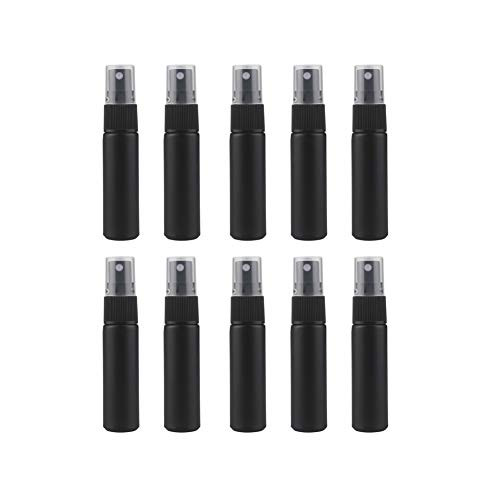 Constore 10ml Matt Black Frosted Glass Spray Bottle Fine Mist Atomizers Empty Refillable Sample Perfume Vials Travel Portable Sample Cosmetic Container With Black Sprayer 10 Pack