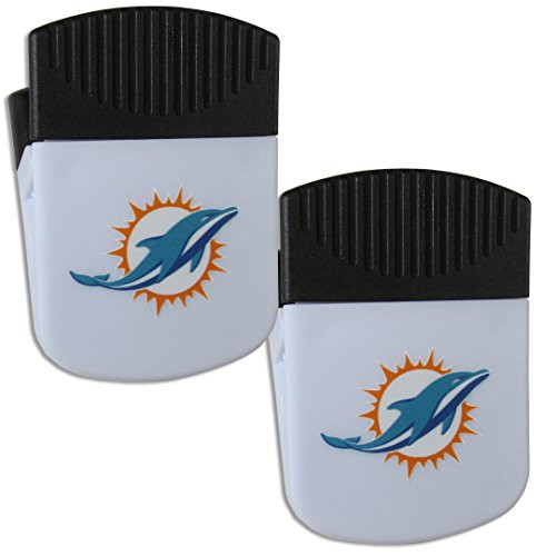 NFL Siskiyou Sports Fan Shop Miami Dolphins Chip Clip Magnet with Bottle Opener 2 pack Team Color