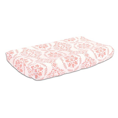 Coral Pink Medallion Design Baby Changing Pad Cover by The Peanut Shell