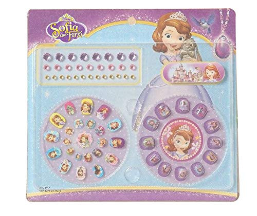 GlowKids Princess Sofia the First Press on Nails   Fake Nails for Kids   Rhinestone Nail Stickers   Kids Nail File Included   65 Piece kids manicure set