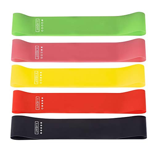 HAODU Resistance Bands Set of 5 Elastic Band for Physical Therapy  Yoga  Pilates  Rehab  Gym Workouts  Strength Training  Home Fitness