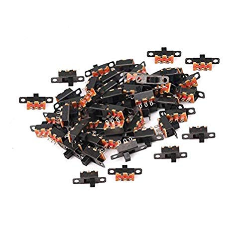 Qiying 50 Pcs x On Off 2 Position SPDT 1P2T Panel Mini Slide Switch Solder Lug SS12F15G3
