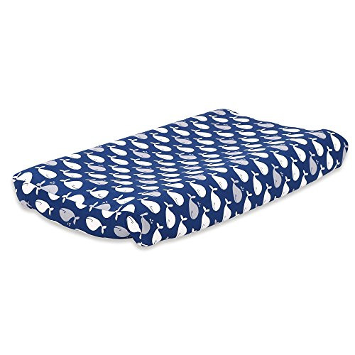 Navy Blue with Whales Baby Changing Pad Cover by The Peanut Shell