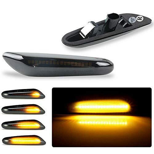 GSRECY Dynamic Amber LED Front Fender Side Marker Light Sequential Blinker Turn Signal Lamp For BMW E90 E91 E92 E93 E46 E60 E53 X3 E83 X 1 E84 E81 E82 E87 E88 Smoke Lens