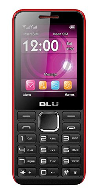BLU Tank II T193 Unlocked GSM Dual-SIM Cell Phone w/Camera and 1900 mAh Big Battery - Unlocked Cell Phones - Retail Packaging - Black Red