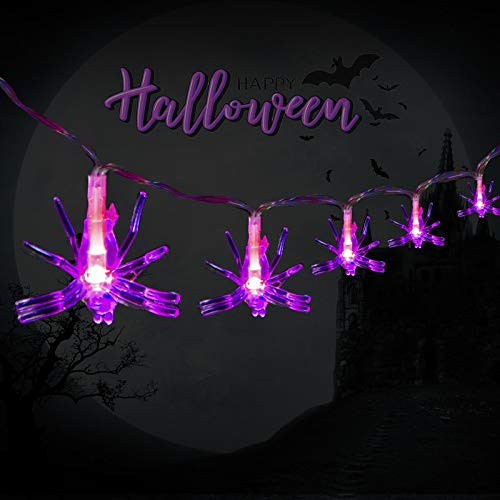 JIELIELE Halloween Spider Lights  20 LEDs 6 71ft Twinkle Lights Battery Operated Halloween String Lights for Halloween Decorations Indoor Outdoor  Halloween Party Supplies