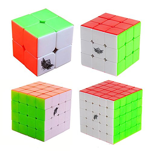 HJXD Cyclone Boys Magic Cube Set 4 Pack 2x2x2 3x3x3 4x4x4 5x5x5 Stickerless Speed Cube True Color
