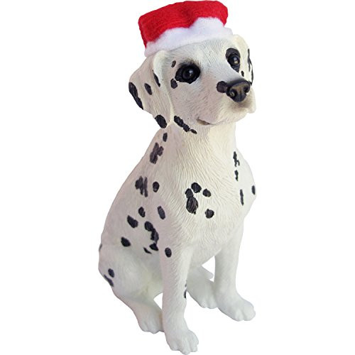 Sandicast Black Dalmatian with Santa Hat Christmas Ornament