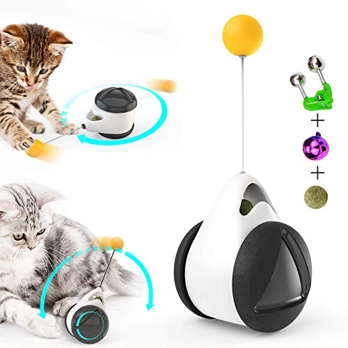 JIUBAR Interactive cat Toys  180 Degree Self Rotating Ball Car Toy with Catnip  Cat Wand Chaser Trainning Toys for Kitten Cats Toys  Stimulate Attractive Hunting Instinct for Your Kitty