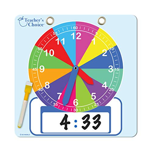Teacher s Choice Writable Dry Erase Learning Clock   Large 12  Demonstration Teaching Time Practice Clock with Dry Erase Writing Surface   Marker Included    Rainbow