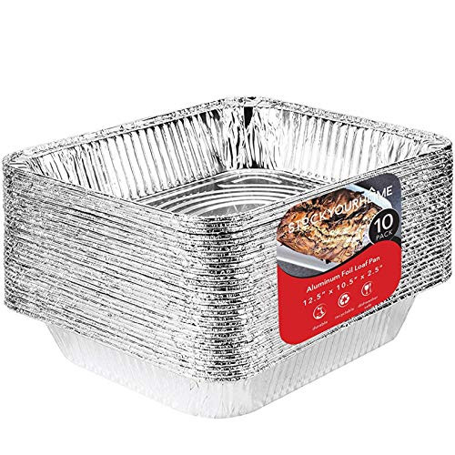 Aluminum Pans 9x13 Disposable Foil Pans  10 Pack    Half Size Steam Table Deep Aluminum Trays   Tin Foil Disposable Pans Great for Cooking  Heating  Storing  Prepping Food