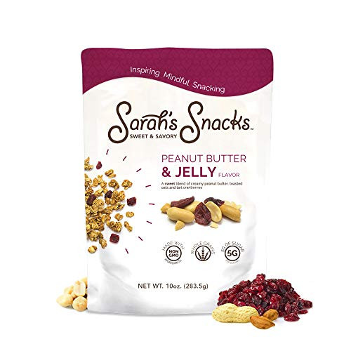 Peanut Butter and Jelly Granola  Low Carb Granola with Whole Grain Oats and Dried Cranberries  Granola for Yogurt  Granola Breakfast Cereal  10 oz Bag   Sarah s Sweet   Savory Snacks