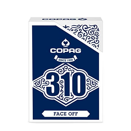 Copag 310 Slimline Face Off Premium Playing Card Deck   Blue  Poker Size  Regular Index  True Linen B9 Finish