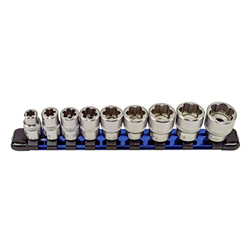 OEMTOOLS 22968 9 Piece Nut Busting Bolt Extractor Socket Set - 3/8" Drive SAE