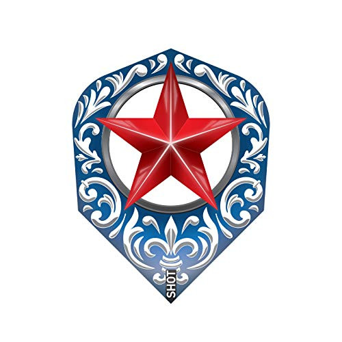 5 x Sets of Shot Wild Frontier Trailblazer Blue with Red Star Small Standard Shaped Dart Flight