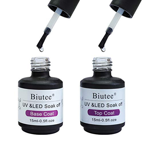 Biutee Base Coat Top Coat No Wipe15ml UV LED Soak off UV LED Gel Nail Polish Base Top Coat