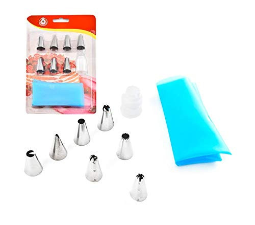 Hoocozi 9pcs Cake Decorating Supplies Kit   7 Icing Tips  Reusable Pastry Bags  Reusable Piping Bag Coupler for Baking Dessert Cake Cupcakes Cookies