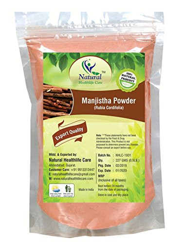 Natural Healthlife Care 100 Pure Natural Manjistha Root Powder Rubia Cordifolia Indian Maddar  227 g   8 OZ   1 2 lb by Natural Healthlife Care