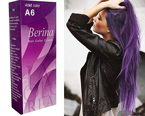 BERINA A6 PERMANENT HAIR DYE COLOR CREAM PURPLE CRAZY FASHIONS PUNK STYLE
