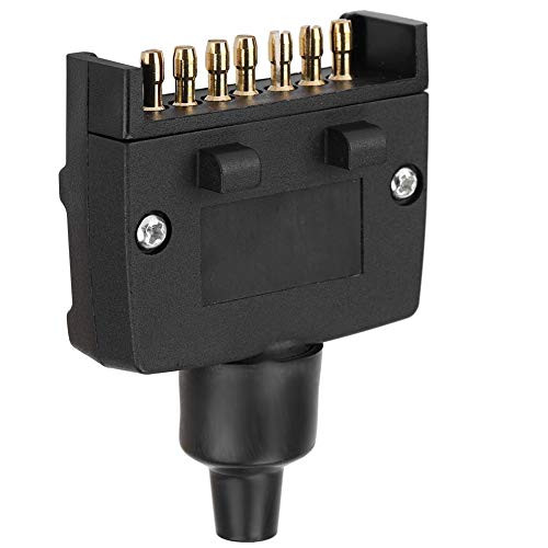 KIMISS Australian 7 Pin Flat Male Trailer Socket Plug 7 Pin Connector Adapter with Plastic Gap for Caravan Trailer Truck RV Boat
