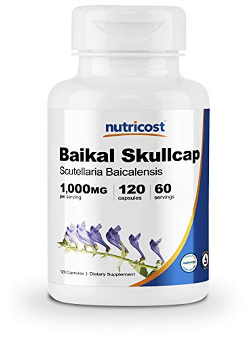 Nutricost Baikal Skullcap 1000mg  120 Capsules   Vegetable Capsules  Non GMO  Gluten Free