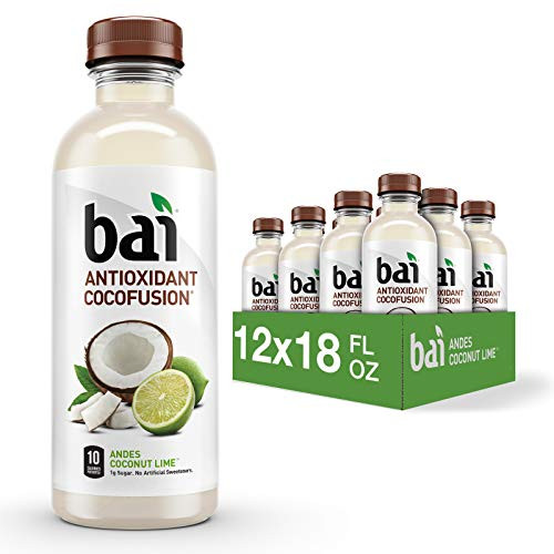 Bai Coconut Flavored Water  Andes Coconut Lime  Antioxidant Infused Drinks  18 Fluid Ounce Bottles  6 Count