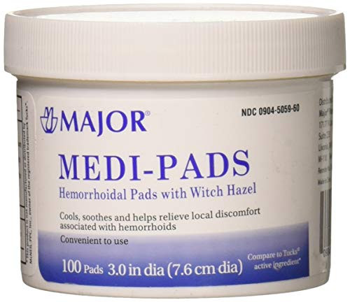 Medi Pads Maximum Strength With Witch Hazel Hemorrhoidal Hygienic Cleansing Pads 100 Ct per Jar Compare to Tucks Pads