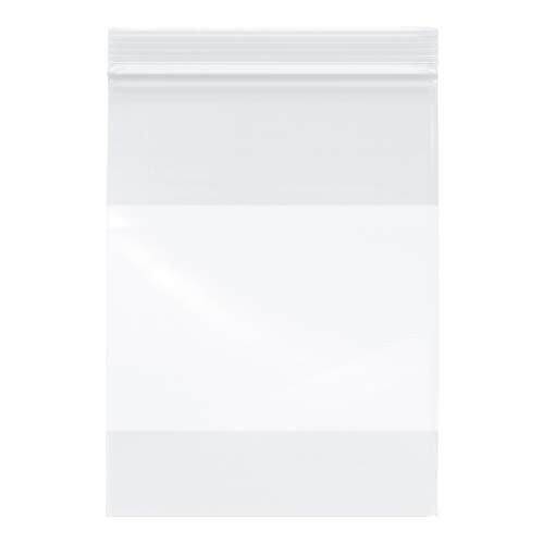 Plymor Zipper Reclosable Plastic Bags w White Block  2 Mil  6  x 8   Pack of 100