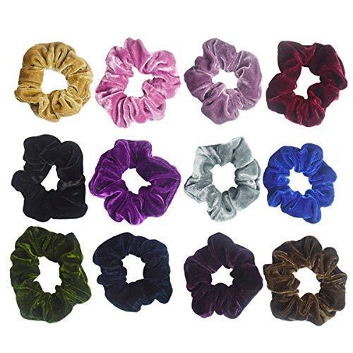 12 Pcs Hair Scrunchies Velvet Elastic Hair Bands Scrunchies Hair Ties Ropes Scrunchie  Women or Girls Hair Accessories Elegant Hair Bands Headbands