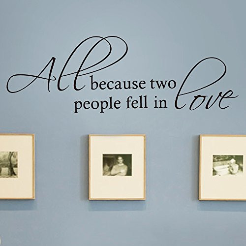 MoharWall Picture Wall Idea Decals Bedroom Love Quote Art Lettering Vinyl Saying Sticker All Because Two People Fell In Love Wedding Decor