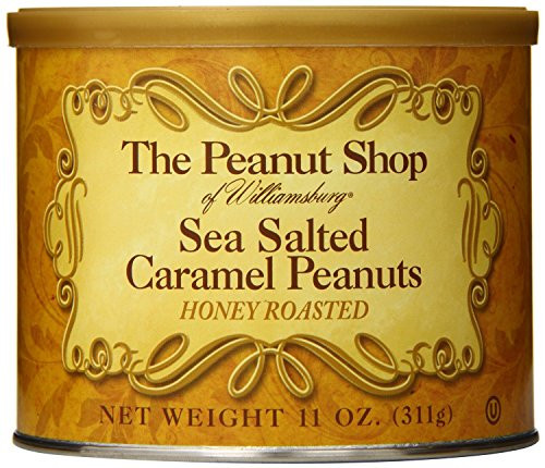 The Peanut Shop of Williamsburg Honey Roasted  Sea Salt Caramel Peanuts  11 oz  Tin