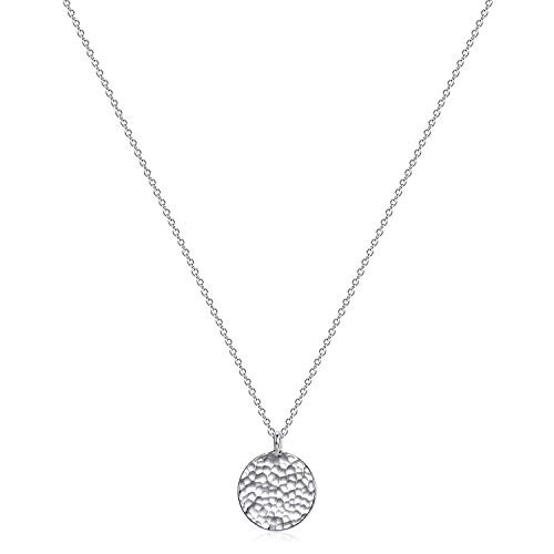 Fettero Necklace for Women Dainty Handmade Hammered Sterling Silver Plated Carved New Circle Full Round Wafer Waning Waxing Moon Phase Pendant Chain Minimalist Jewelry Full Moon Silver Fettero Necklace for Women Dainty Handmade Hammered Sterling Silver Plated Carved New Circle Full Round Wafer Waning Waxing Moon Phase Pendant Chain Minimalist Jewelry Full Moon Silver