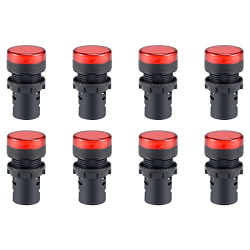 uxcell 8Pcs Red Indicator Light AC DC 110V  22mm Panel Mount  for Electrical Control Panel  HVAC  DIY Projects