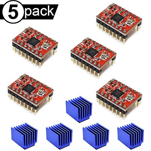 DAOKI 5Pcs Stepper Motor Driver Module A4988 for Reprap 3D Printer StepStick Stepper Motor Driver Module with Heatsink for arduino