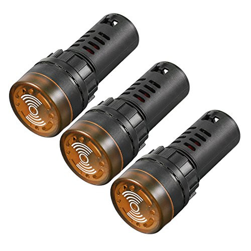 uxcell 3Pcs Yellow Indicator Light with Buzzer AC DC 12V  22mm Panel Mount Flashing Alarm  for Electrical Control Panel  HVAC  DIY Projects