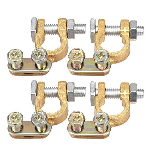 uxcell Mini Battery Top Post Terminal Clamps Positive Negative Set Copper 2 Pairs