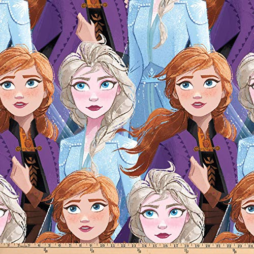 Disney Frozen 2 Fleece Sisters Packed Blue Quilt Fabric By The Yard