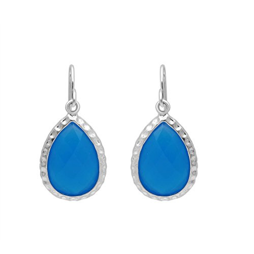 Jewelili Brass Onyx Pear Dangle Earrings