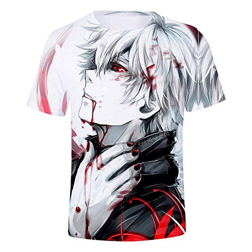 Anime Tokyo Ghoul Costume Tokyo Ghoul Kaneki Ken Cartoon 3D Printed Short Sleeve T Shirt Cosplay Men and women Fashion top