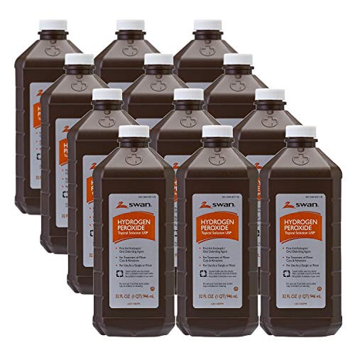 Swan 3 Hydrogen Peroxide Topical Solution First Aid Antiseptic  32 Fluid Ounce  Pack of 12   384 Fl Oz