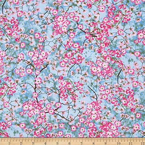 Timeless Treasures Tulip Farm Flower Sky Spring Fabric Fabric by the Yard