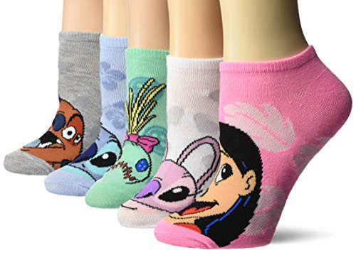 Disney womens Lilo   Stitch 5 Pack No Show Casual Sock  Assorted Pastel  Fits Sock Size 9 11 Fits Shoe Size 4 10 5 US