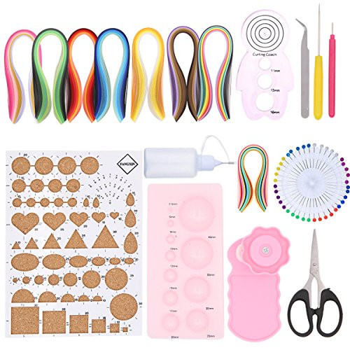 19 in 1 Paper Quilling Kit with 960 Strips 3mm Paper and 11 Tools Supplies,Crimper Comb Ruler Pins Border Buddy Set for DIY Quilling Art