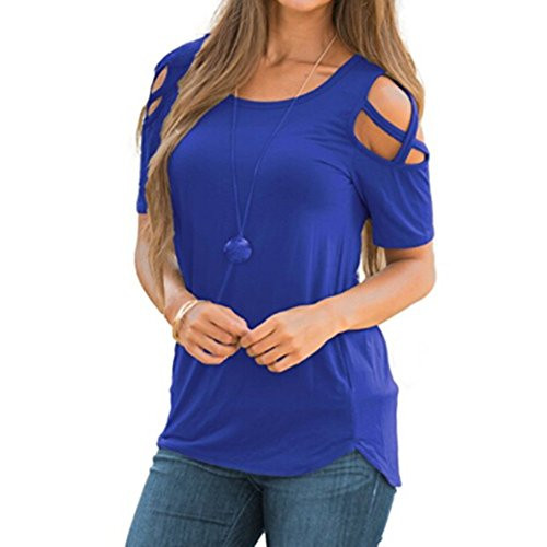 Nihewoo Women Plus Size Blouses Work Shirts Loose Strappy Cold Shoulder Tops Summer Short Sleeve T Shirt Tunics Top Blue Large Nihewoo Women Plus Size Blouses Work Shirts Loose Strappy Cold Shoulder Tops Summer Short Sleeve T Shirt Tunics Top Blue Large