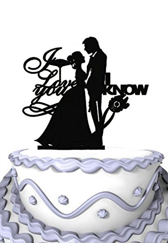 Meijiafei Wedding Cake Topper -I Love You -I Know - Bride and Groom Silhouette for Ruby Wedding Decoration